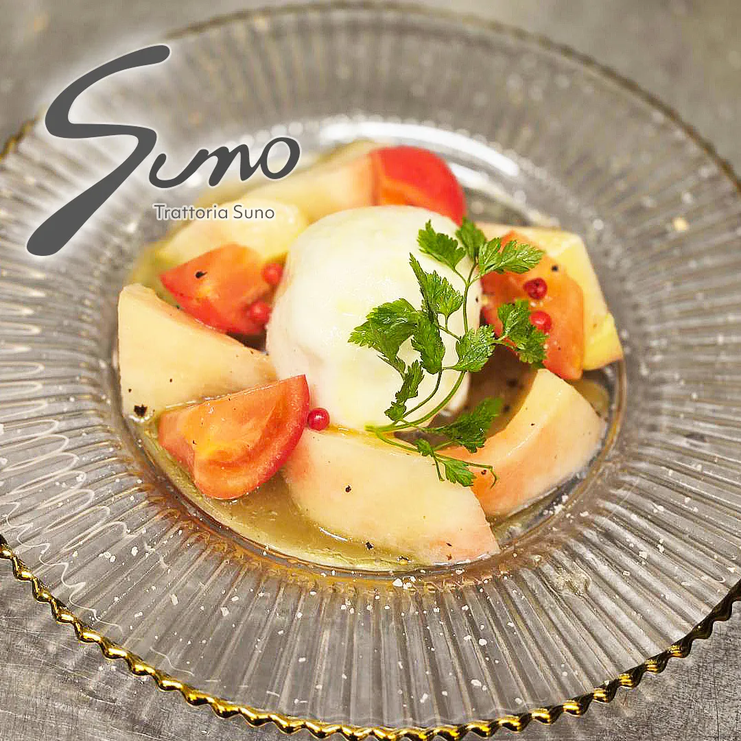 【ブラータチーズと桃のカプレーゼ】